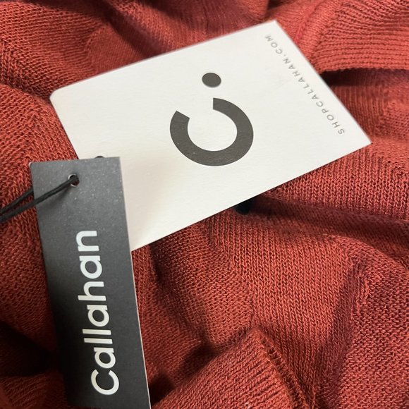 Callahan Revolve Textured Knit Sweater Collared Rust Fall LINEN Blend Pullover - Picture 3 of 8